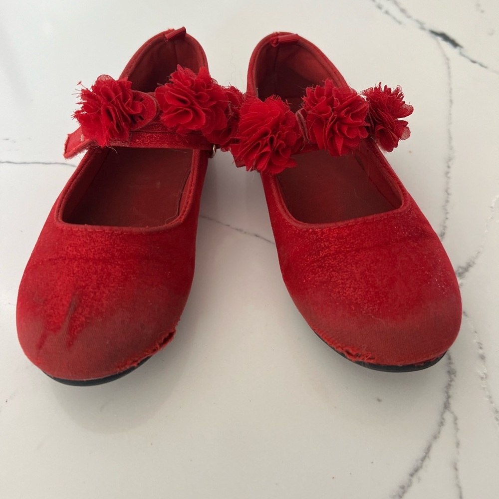 Girls Red Roses Shoe